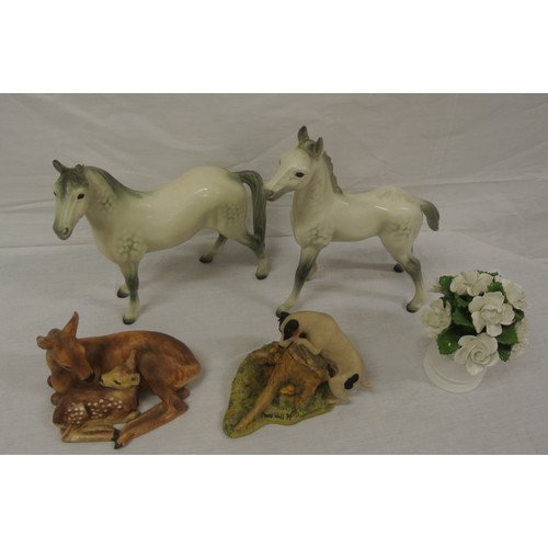 37 - Lot of ornaments, some Goebel, Deer, fawn, Horses, Dog, etc,