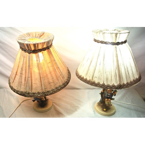 40 - Pair of Hummell figured lamps by Goebel, Germany