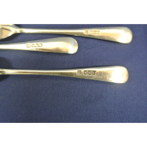 144 - Set of 6 Sheffield silver rat-tail dessert forks, 1945