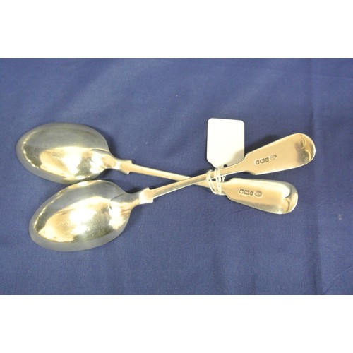 145 - Pair of Victorian Sheffield silver tablespoons with fiddle pattern handles, 1896, 128g, L2.5cm