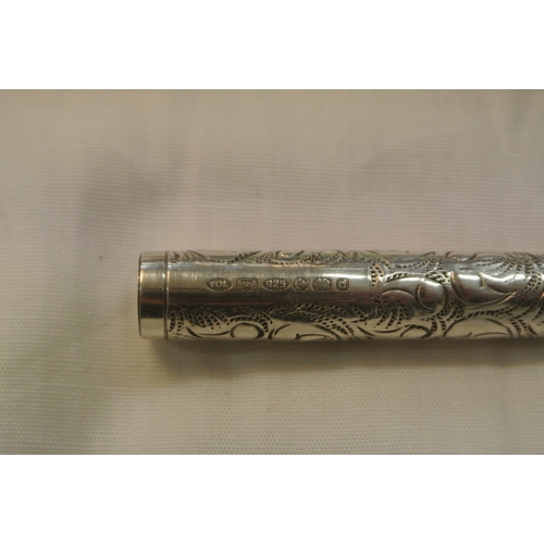 155 - 'Yard o led' Viceroy Grand Victorian fountain pen with ornate decoration, Birmingham silver, 14cm.