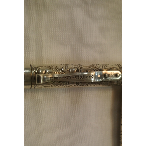 155 - 'Yard o led' Viceroy Grand Victorian fountain pen with ornate decoration, Birmingham silver, 14cm.