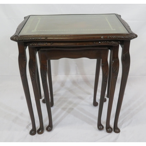 101 - Edwardian style nest of three tables of graduating sizes with shaped borders