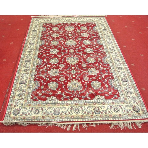 109 - Red ground full pile Kashmir rug with all over floral pattern