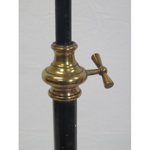 113 - Victorian standard oil lamp with copper bowl, brass mounts, wrought iron scroll decoration