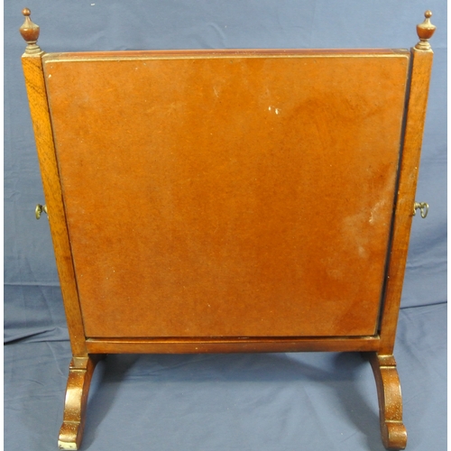 162 - Edwardian inlaid mahogany swivel mirror with inlaid columns and bracket feet