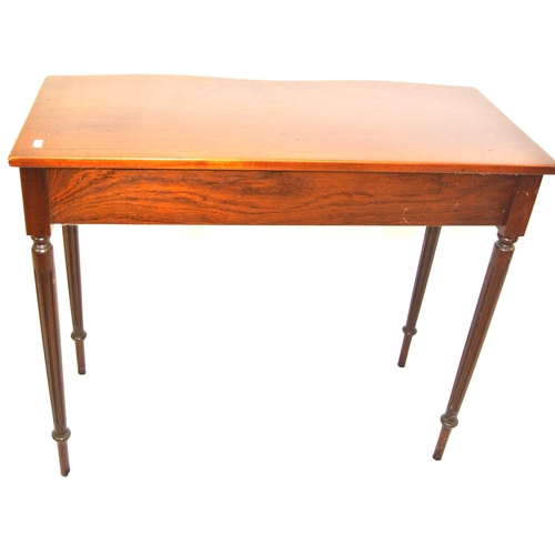 195 - Edwardian design serpentine fronted hall table with reeded borders, shaped frieze drawers on turned ... 