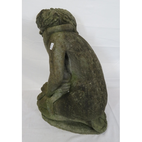 299 - Ornate composite figure of kneeling Mother with Child on oval base