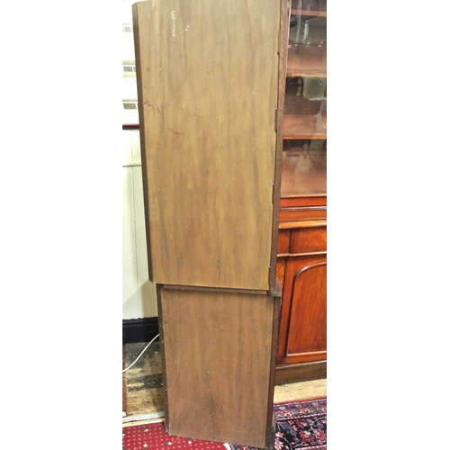 315 - Edwardian style mahogany corner display cabinet with glazed door, shelved interior, shelved press un... 