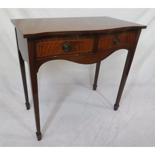 108 - Edwardian design serpentine fronted hall or side table with frieze drawers, square tapering legs wit... 