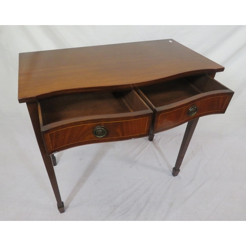 108 - Edwardian design serpentine fronted hall or side table with frieze drawers, square tapering legs wit... 