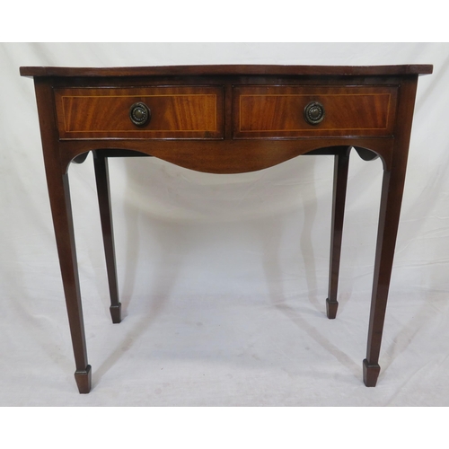 108 - Edwardian design serpentine fronted hall or side table with frieze drawers, square tapering legs wit... 