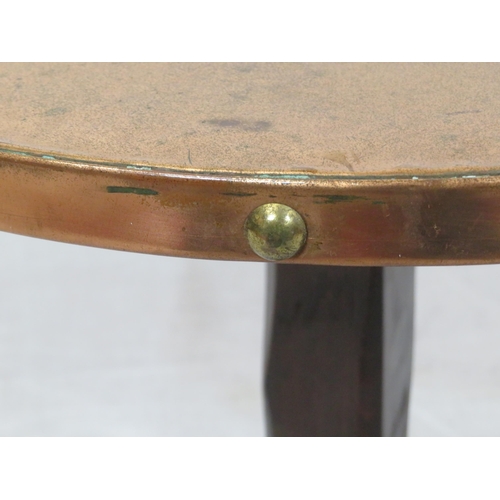 114 - Arts & Crafts occasional table with round copper top