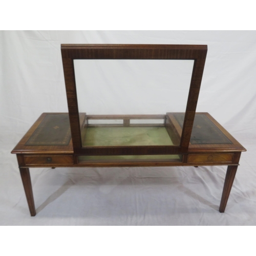 119 - Edwardian style oblong mahogany occasional or bijouterie table with lift-up central lid, drawers, on... 