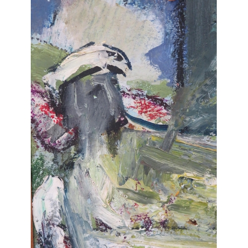 13 - English school 'Study of a reclining figure' oil on board 44x47cm, signed