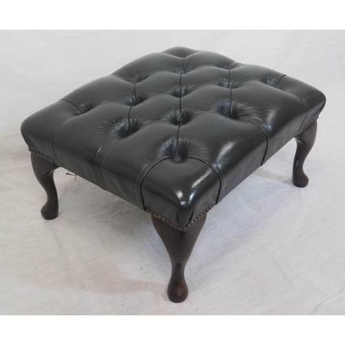 134 - Georgian design leather buttoned footstool with cabriole legs