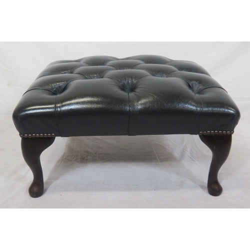 134 - Georgian design leather buttoned footstool with cabriole legs