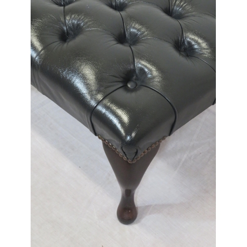 134 - Georgian design leather buttoned footstool with cabriole legs