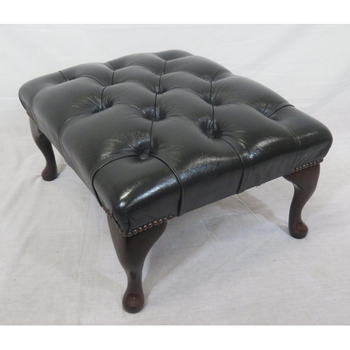 134 - Georgian design leather buttoned footstool with cabriole legs