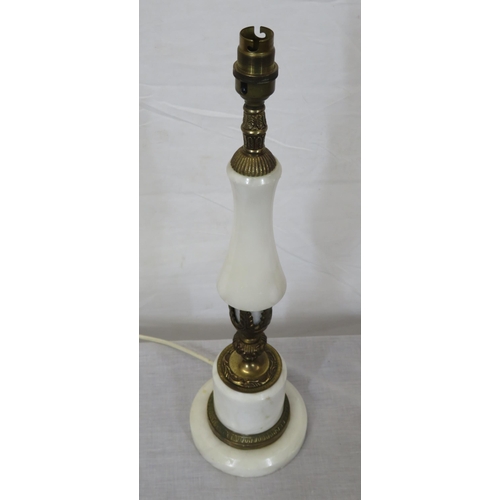 137 - Alabaster and brass Art Nouveau electric lamp with round base