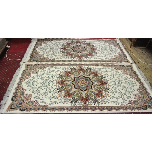 139 - Pair of fine woven full pile Iranian rugs with unique medallion design 210 x100  X 2