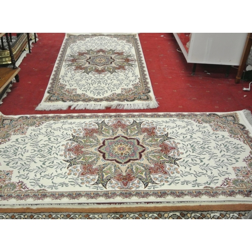 139 - Pair of fine woven full pile Iranian rugs with unique medallion design 210 x100  X 2