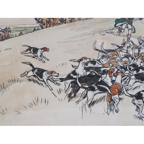 14 - Cecil Alden 'Hunting scene' coloured print, 36x60cm, signed