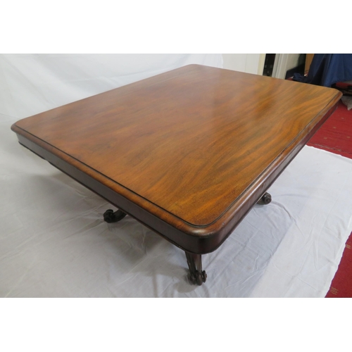 150 - Victorian mahogany dining or library table with tip-up top, hexagonal tapering column with round col... 