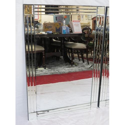 158 - Pair of Art Deco wall mirrors with triple bevelled borders