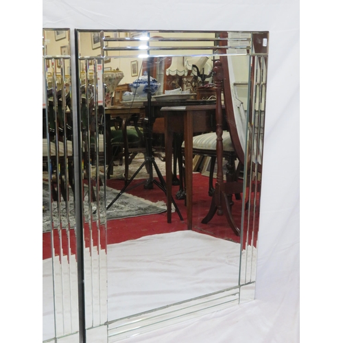 158 - Pair of Art Deco wall mirrors with triple bevelled borders