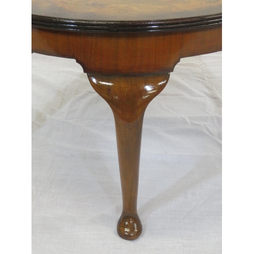 161 - Victorian style round walnut occasional or coffee table with cabriole legs and pad feet