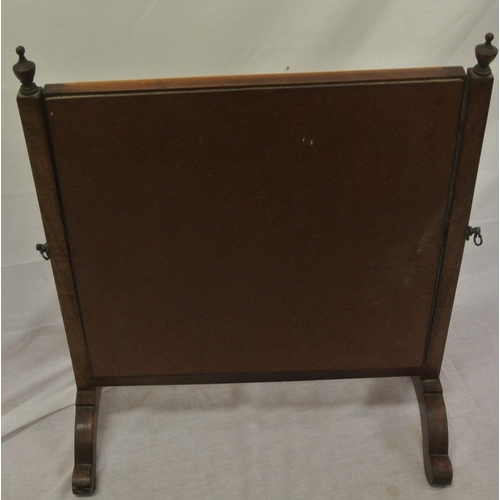 162 - Edwardian inlaid mahogany swivel mirror with inlaid columns and bracket feet