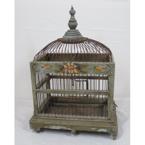 163 - French style birdcage with foliate decoration, shaped top and drawer