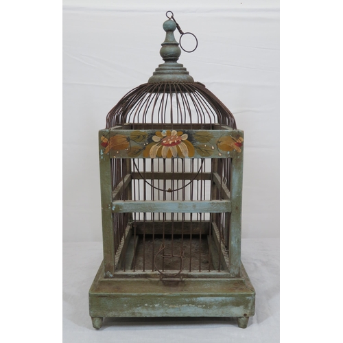 163 - French style birdcage with foliate decoration, shaped top and drawer