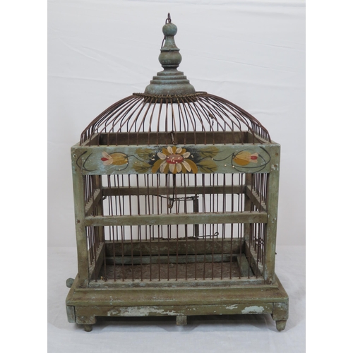 163 - French style birdcage with foliate decoration, shaped top and drawer