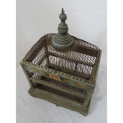 163 - French style birdcage with foliate decoration, shaped top and drawer