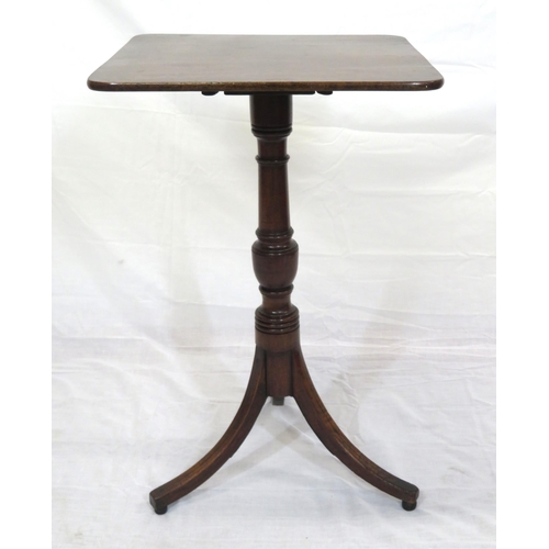166 - Victorian mahogany occasional table with square tip-up top, turned column, on splayed tripod