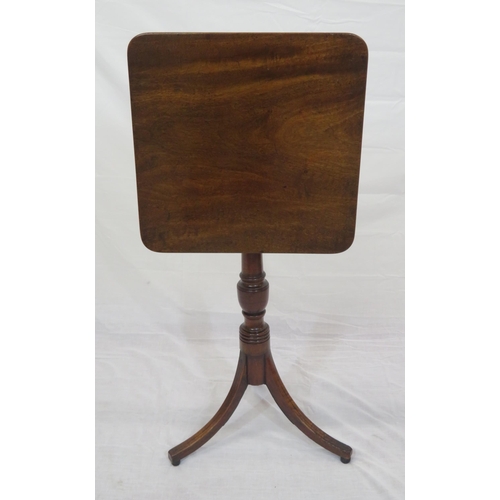 166 - Victorian mahogany occasional table with square tip-up top, turned column, on splayed tripod