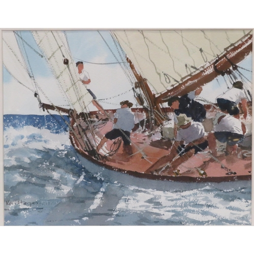 17 - Ken Hayes 'A sunny sail' watercolour, 26x33cm, signed