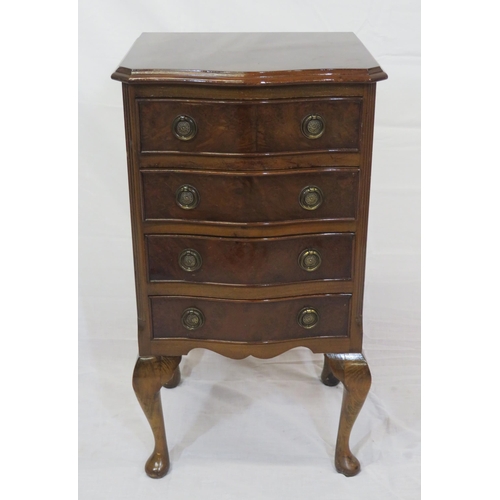 181 - Small Edwardian design serpentine fronted chest of 4 drawers with drop handles and cabriole legs