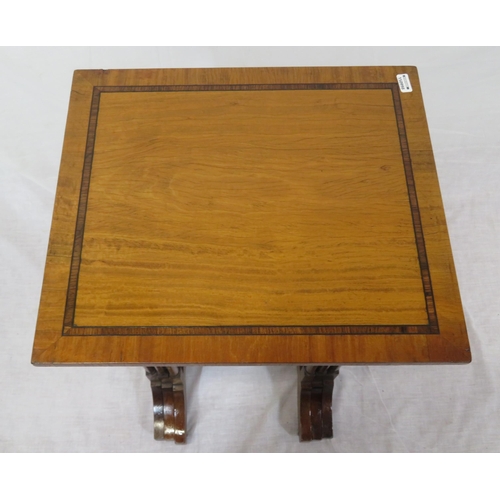 187 - Edwardian style inlaid crossbanded nest of 3 tables with spindle legs and bracket feet