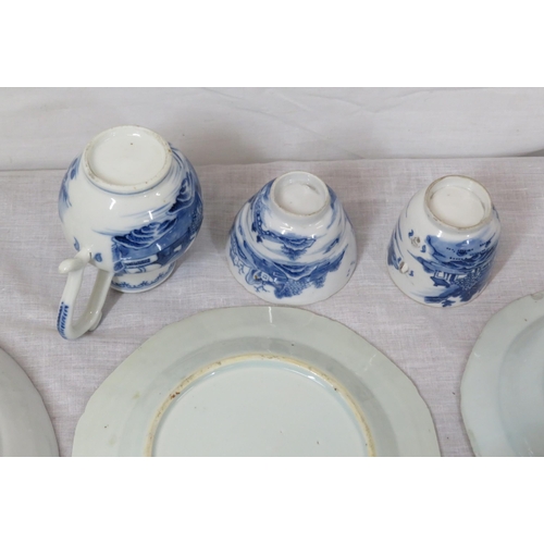 198 - Assorted lot of blue & white foliate and Willow pattern decorated ware