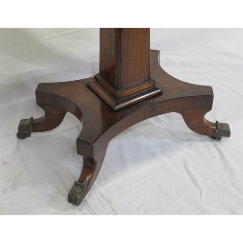 200 - William IV Rosewood and mahogany card table with swivel fold-over top, baize surface, on tapering co... 