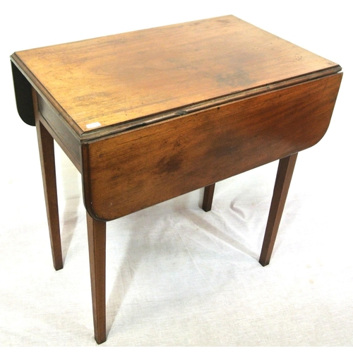 205 - Edwardian inlaid mahogany occasional table with drop leaves, pull-out supports, inlaid square taperi... 