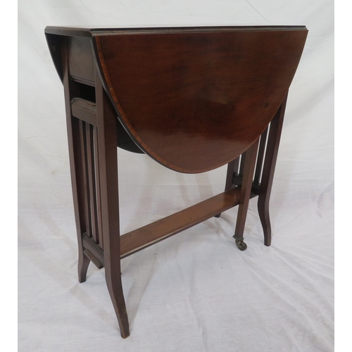 211 - Edwardian inlaid and crossbanded mahogany Sutherland table with D-shaped drop leaves, gateleg suppor... 