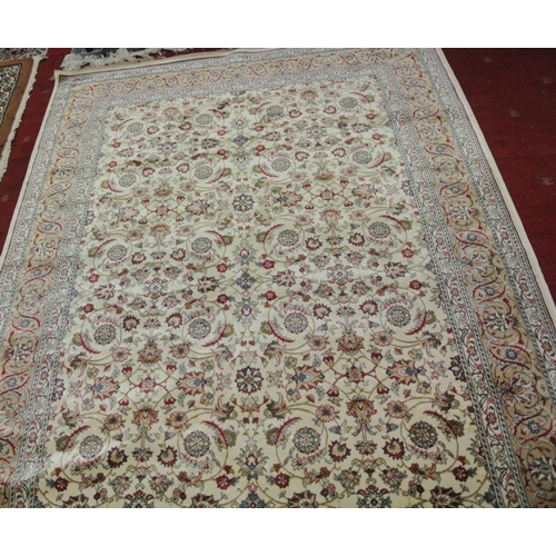 212 - Ivory ground full pile Kashmir rug of Sharbas medallion design