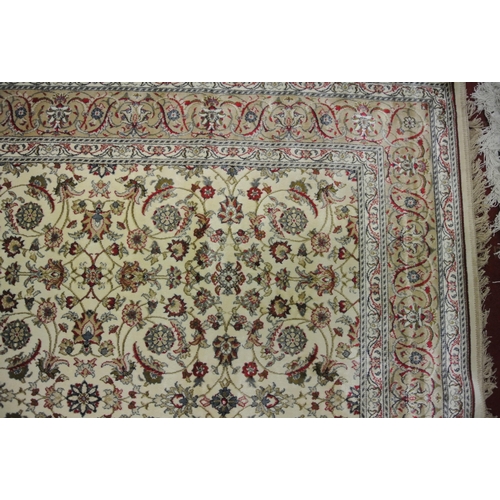 212 - Ivory ground full pile Kashmir rug of Sharbas medallion design