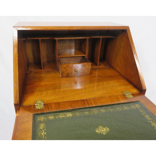 235 - Small Edwardian design crossbanded walnut and mahogany bureau with drop down front, pull-out support... 