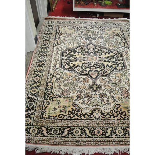 244 - Iranian cream ground rug with traditional floral pattern