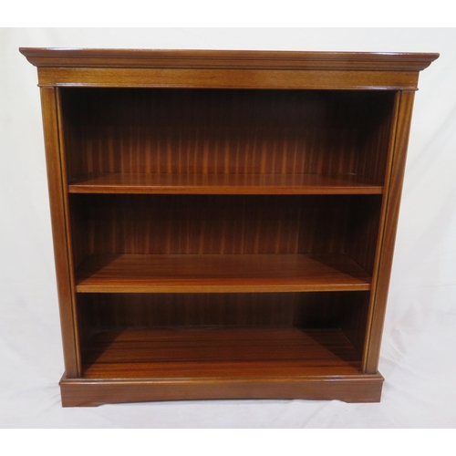 245 - Edwardian design mahogany open bookcase with adjustable shelving, on bracket feet